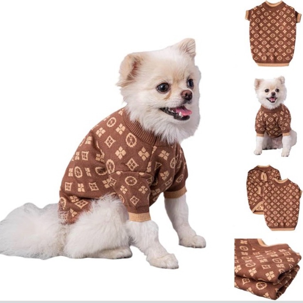 Stylish Brown Dog Sweater - Picture 3 of 6